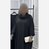 عبای زنانه مجلسی مدل نگیندار جنس الیزه مشکی فری سایز