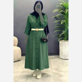 کفتان زنانه مدل آفتابگردان جنس شانتون فری سایز با کمربند کنفی