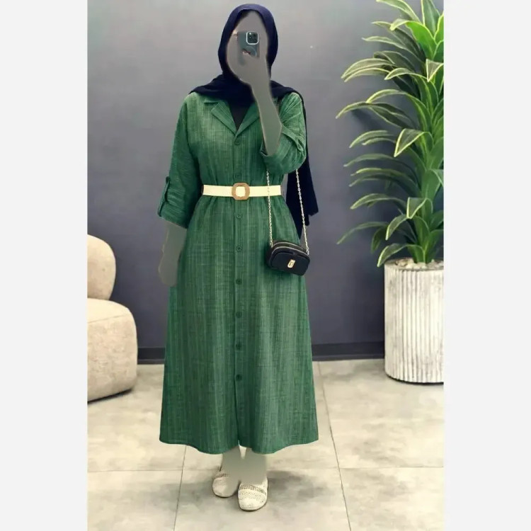 کفتان زنانه مدل آفتابگردان جنس شانتون فری سایز با کمربند کنفی
