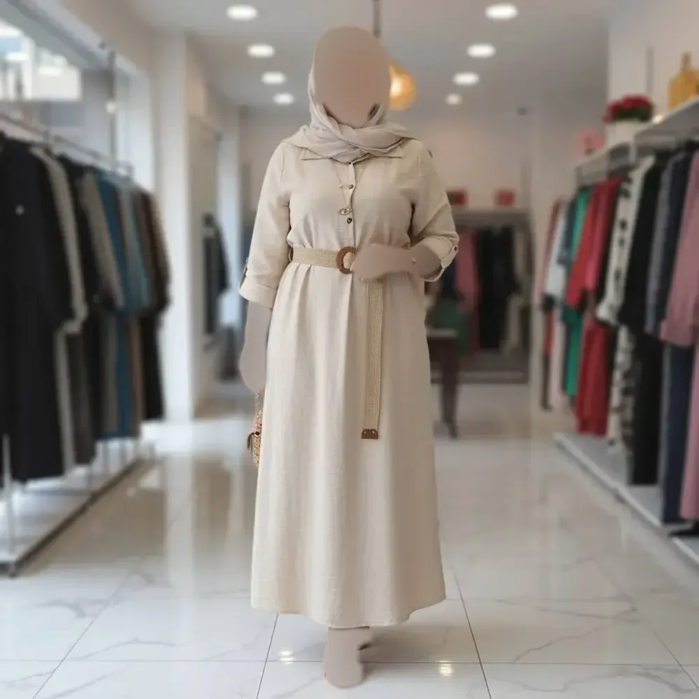 کفتان زنانه شانتون دیپلمات فری سایز با کمربند کنفی مدل دکمه دار