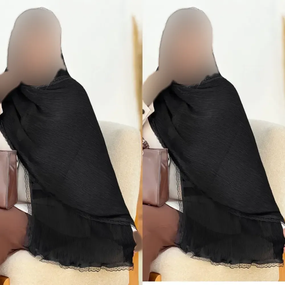 شال پلیسه لبه توری مجلسی قواره بزرگ در رنگبندی متنوع