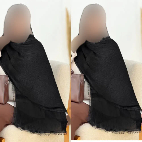 شال پلیسه لبه توری مجلسی قواره بزرگ در رنگبندی متنوع