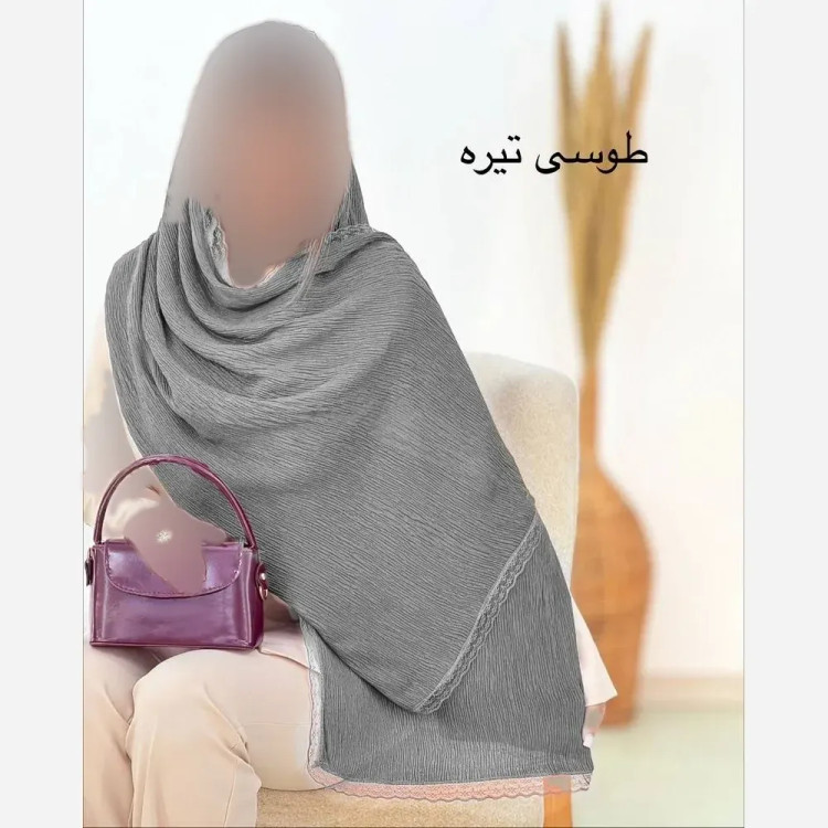شال پلیسه لبه توری مجلسی قواره بزرگ در رنگبندی متنوع