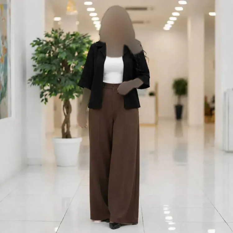 شومیز زنانه مشکی محرمی جنس حصیری شیشهای آستین سه ربع فری سایز