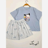 ست تیشرت و شورتک زنانه پینترستی نخ پنبه فری سایز