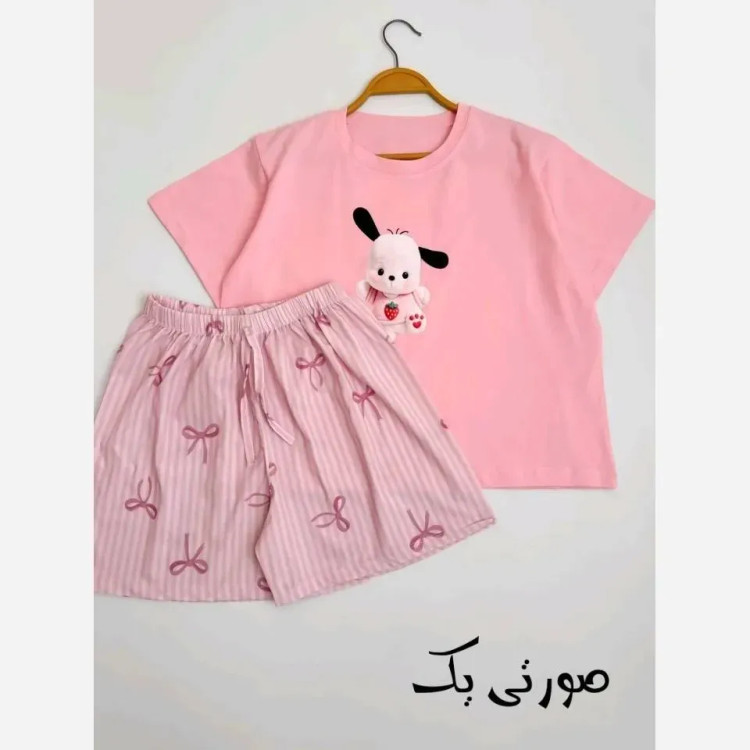 ست تیشرت و شورتک زنانه پینترستی نخ پنبه فری سایز
