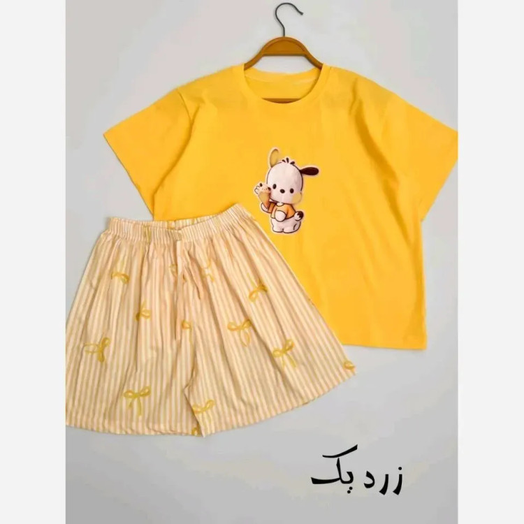 ست تیشرت و شورتک زنانه پینترستی نخ پنبه فری سایز