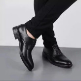 ست کفش مردانه مدل رویال و کمربند چرم صنعتی مشکی