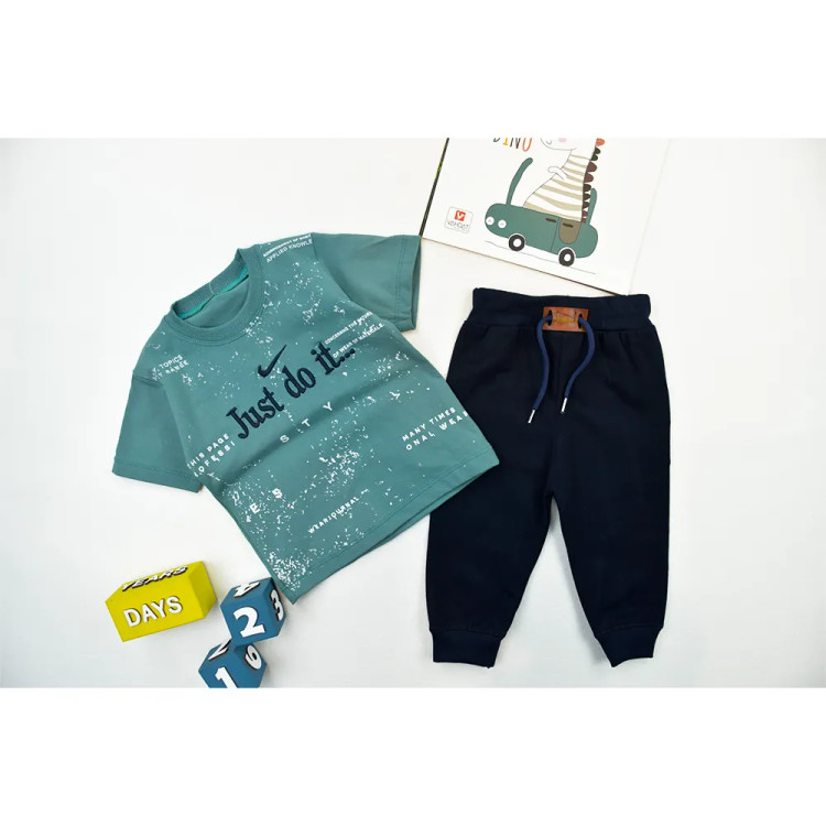 ست تیشرت و شلوارک پسرانه طرح JUST DO IT جنس پنبه ای