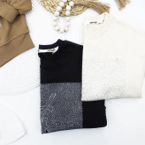 بلوز دخترانه یقه گرد پنبه سوپر طرح نگینی پاییزه و زمستانه