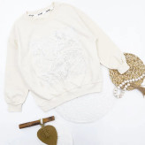 بلوز دخترانه یقه گرد پنبه سوپر طرح نگینی پاییزه و زمستانه