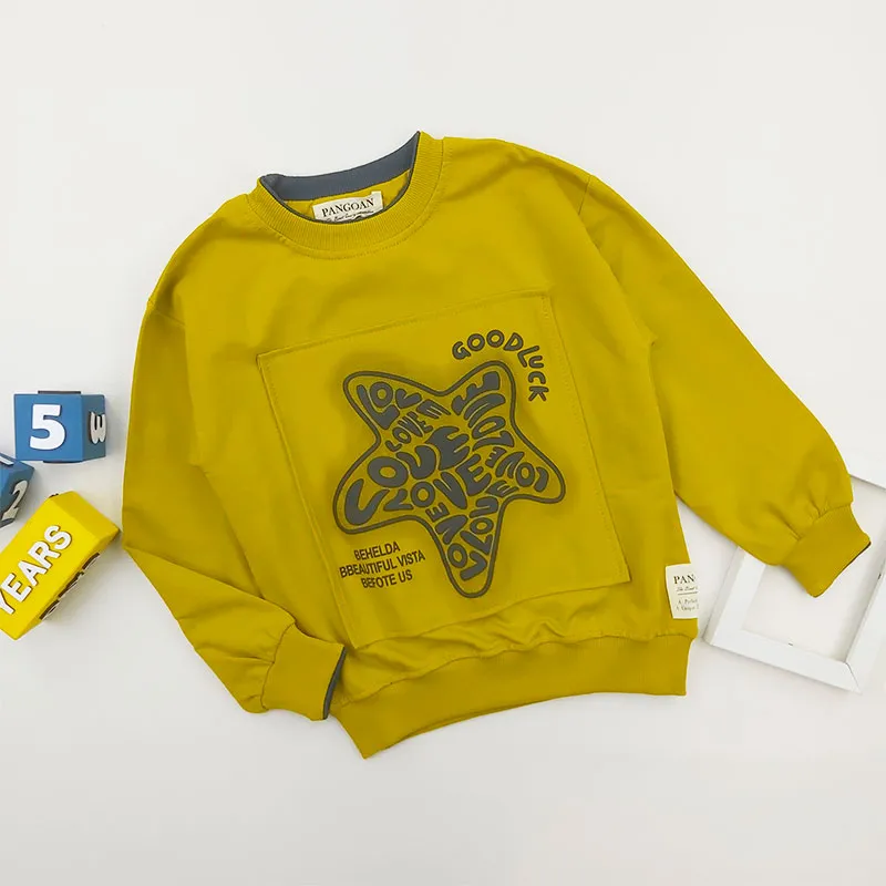 بلوز پسرانه طرح ستاره رنگ زرد جنس پنبه سوپر