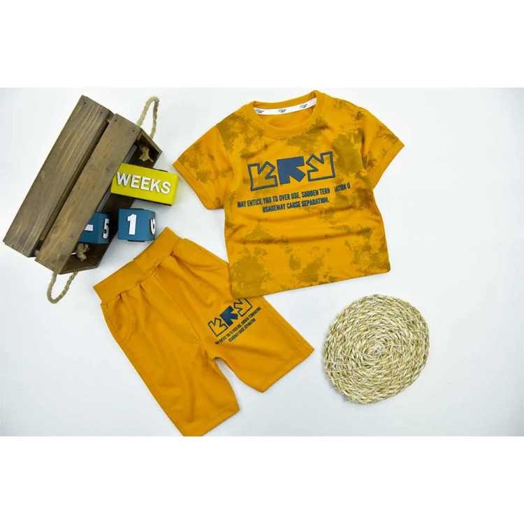ست تیشرت و شلوارک پسرانه جنس پنبه اسپان طرح دار