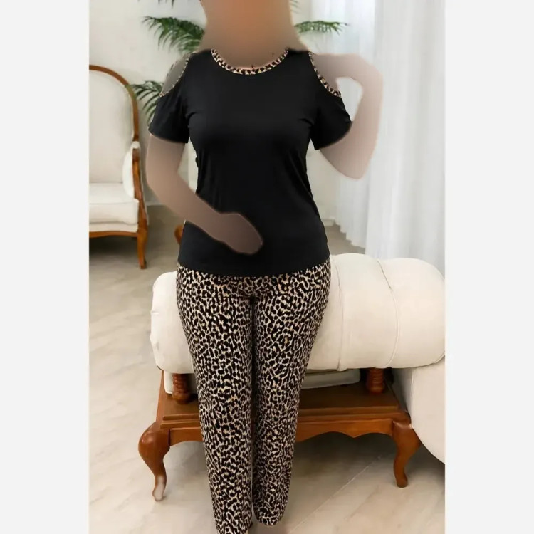 ست تیشرت و شلوار زنانه مدل پرنس جنس ویسکوز کش فری سایز 38 تا 48