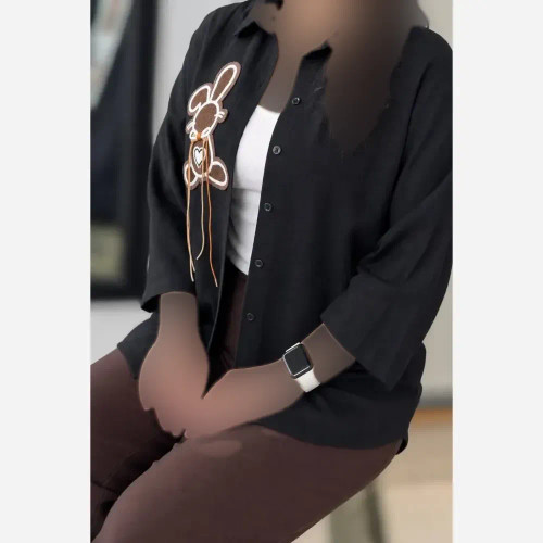 شومیز زنانه مدل خرگوشی جنس داکرون رنگ مشکی سایز فری 36 تا 46