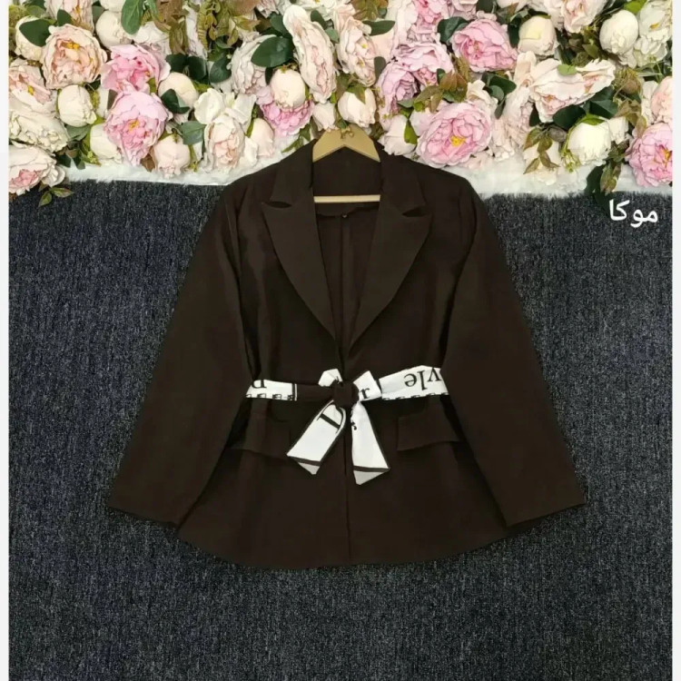 کت زنانه دیور جنس بزایاق درجه یک وارداتی با کمربند و جیب نما در 5 رنگ متنوع و سایز L تا XL