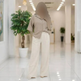 شومیز زنانه مدل نیمه کیمونو باکسی جنس شانتون صوفیا فری سایز