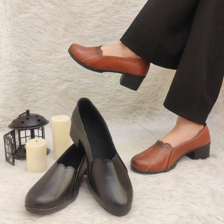 کفش زنانه طبی چرمی پاشنه دار طرح Zara مشکی سایز 37 تا 40