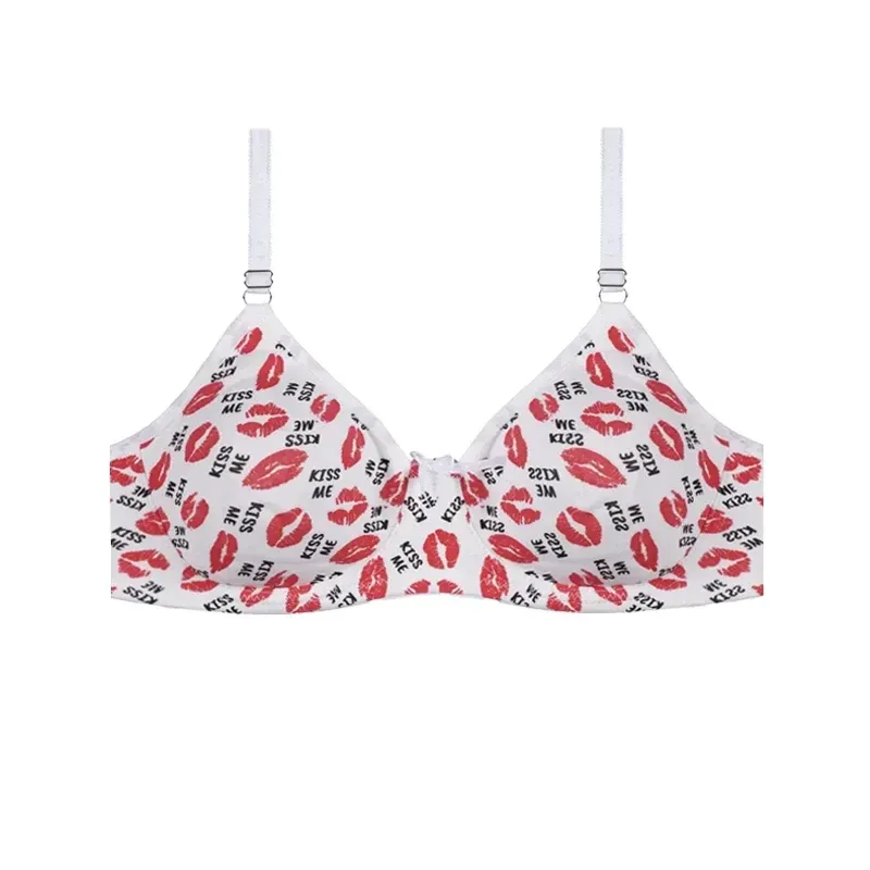سوتین نخی فنردار طرح لب و kiss me زنانه و دخترانه