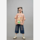 ست تیشرت و شلوارک جین دخترانه مروارید دوزی شده سایز 35 تا 50