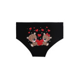 شورت زنانه اسلیپ کش پهن پشت چاپی طرح خرس قلبی بانوسایز 2XL نخی