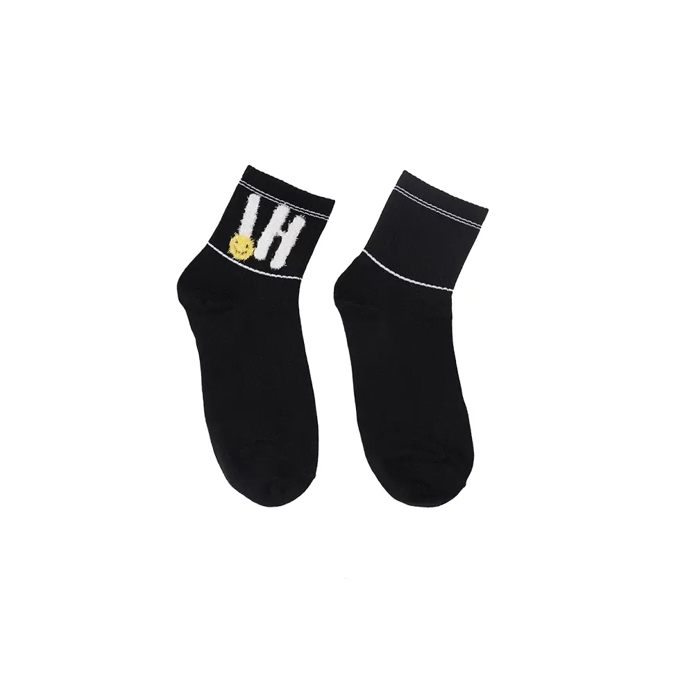جوراب نیم ساق نخی طرح hi و ایموجی فری سایز 36 تا 41