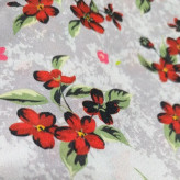 روسری نخ کاستوم طرح چیچک گل سرخ طوسی قواره بزرگ 140 سانتیمتر