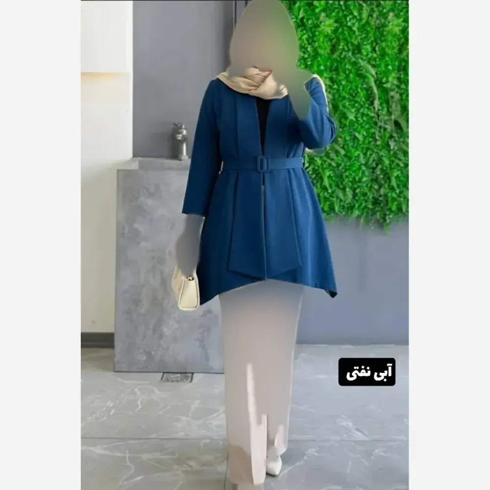 مانتو زنانه مدل شایسته جنس مازراتی کمربند دار فری سایز تا 46