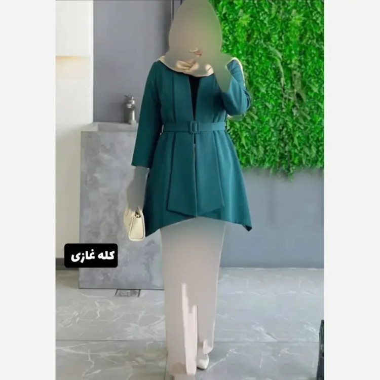 مانتو زنانه مدل شایسته جنس مازراتی کمربند دار فری سایز تا 46