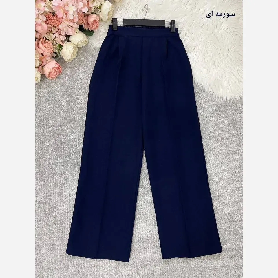شلوار بگ زنانه پارچه مازراتی 330 گرم درجه یک پشت کش و جلو پیلی قد 103