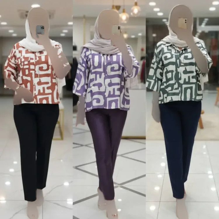 شومیز باکسی طرحدار مدل نیمه کیمونو جنس سوفیا ژاکارد فری سایز 38 تا 50