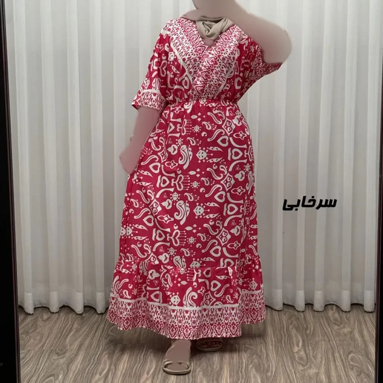 پیراهن زنانه فلور بوگاتی مدل دنیا چپ و راستی فری سایز مناسب تا 44