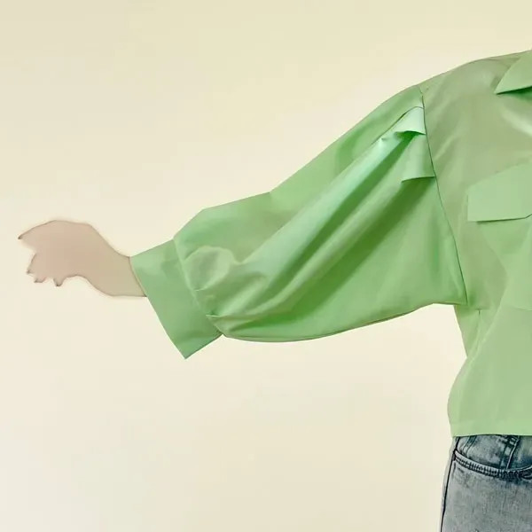 شومیز عروسکی زنانه کراپ آستین پفی تترون نخی کد 1203