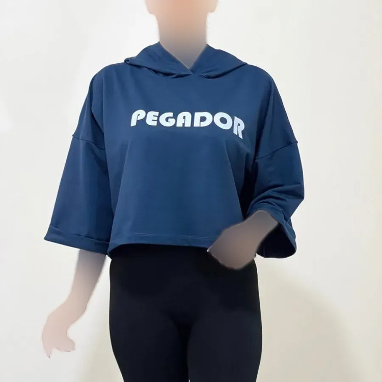تیشرت کراپ باکسی کلاه دار چاپدار جنس گلکسی قد 50 سانت