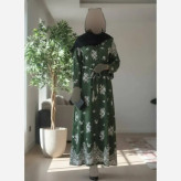 پیراهن ماکسی پتینه ای یقه چین دار زنانه فری سایز سوپر سافت