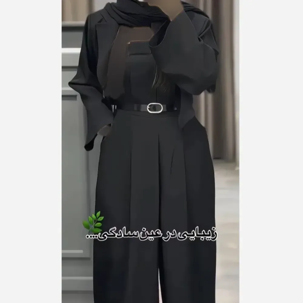 ست دوتیکه کت و اورال زنانه جنس کرپ مازراتی اعلا رنگ مشکی