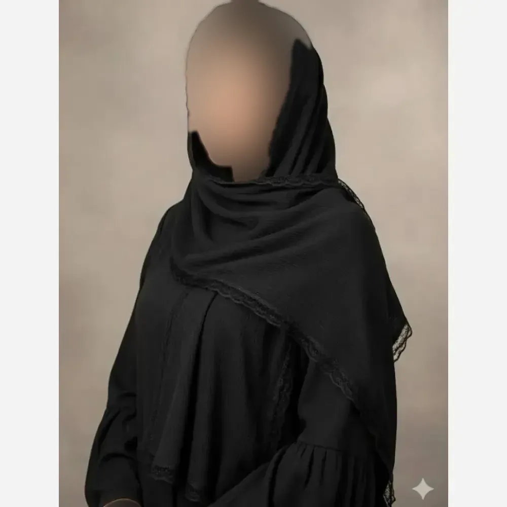 شال پلیسه لبه توری مجلسی قواره بزرگ ابعاد 180 در 75