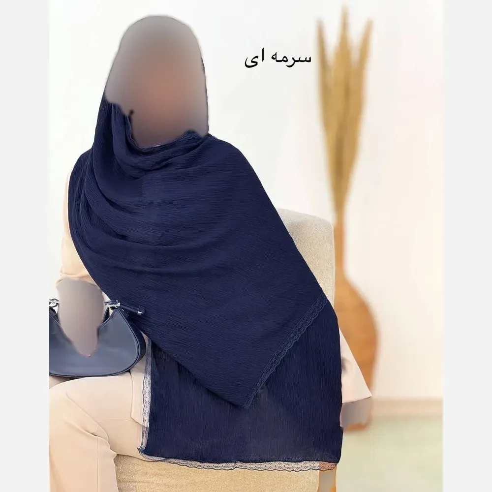 شال پلیسه لبه توری مجلسی قواره بزرگ ابعاد 180 در 75