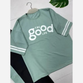ست تیشرت و شلوار زنانه مدل good جنس پنبه گلکسی فری سایز 38 تا 46