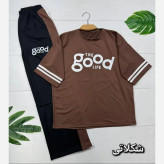 ست تیشرت و شلوار زنانه مدل good جنس پنبه گلکسی فری سایز 38 تا 46