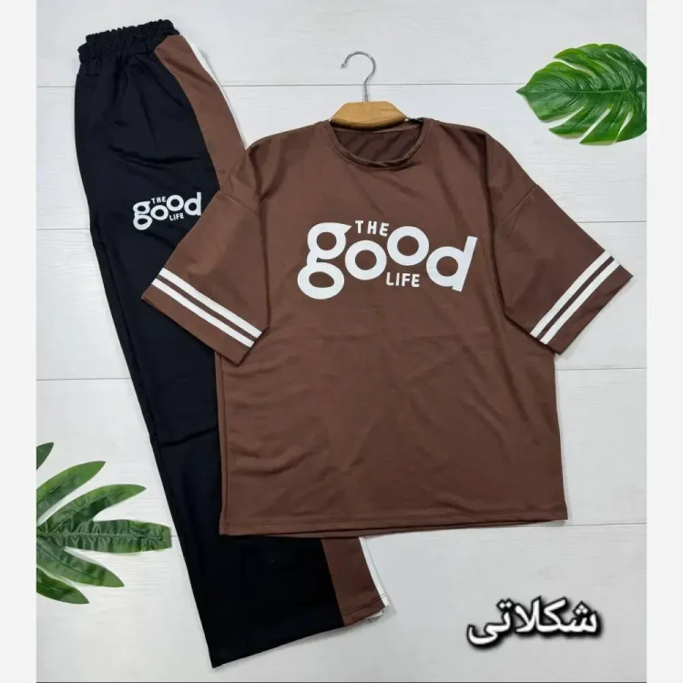 ست تیشرت و شلوار زنانه مدل good جنس پنبه گلکسی فری سایز 38 تا 46