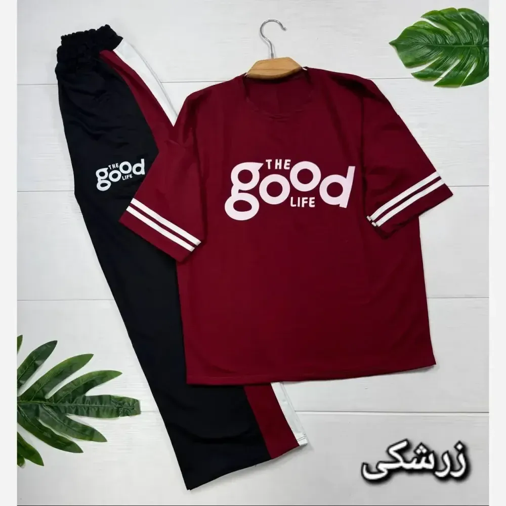 ست تیشرت و شلوار زنانه مدل good جنس پنبه گلکسی فری سایز 38 تا 46
