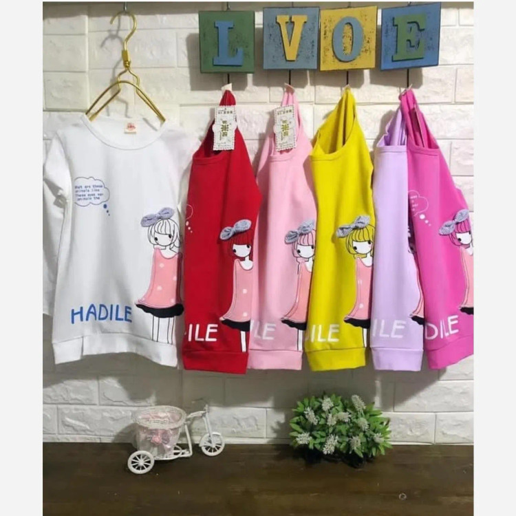 بلوز آستین بلند دخترانه دورس نخ پنبه وارداتی سایز 5 تا 12 سال