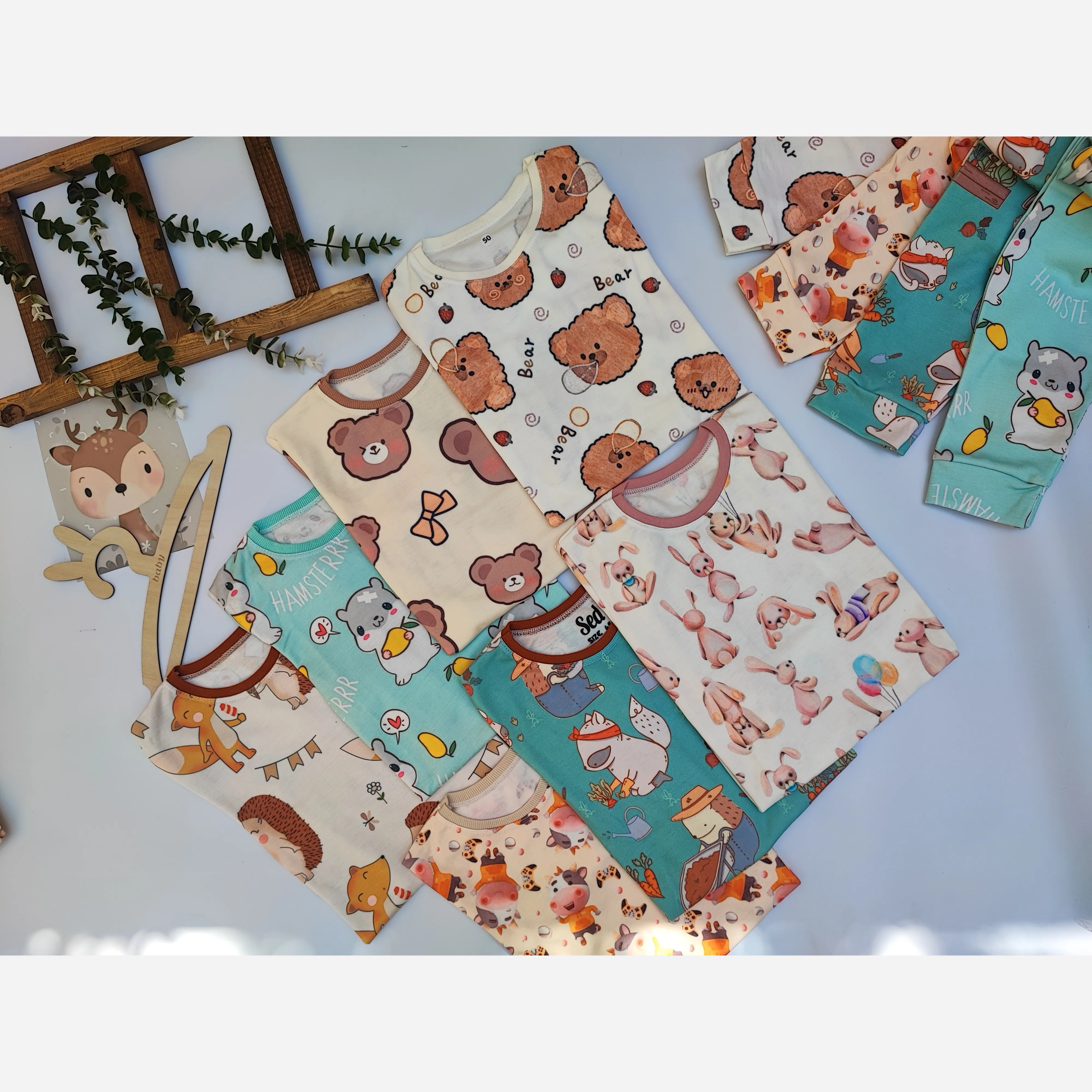ست تیشرت و شلوار بچگانه نخ پنبه سایز 50