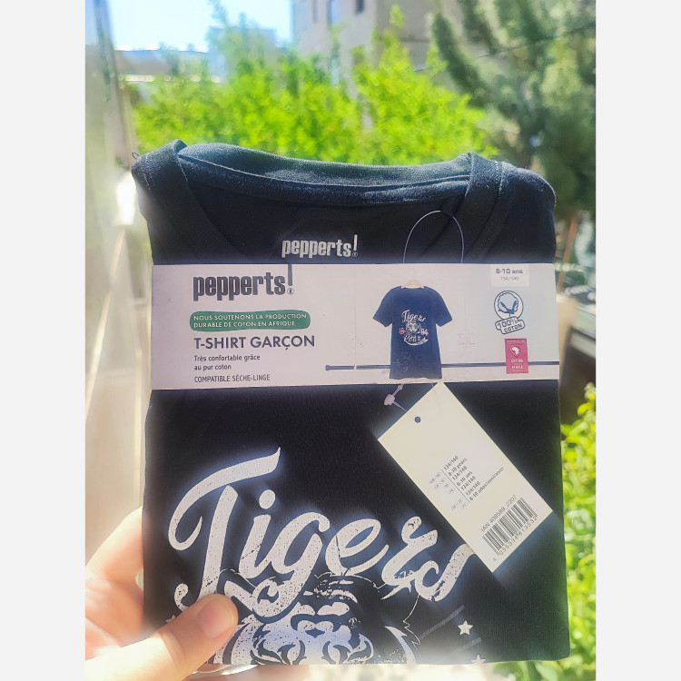 تیشرت بچگانه مشکی طرح tiger برند پیپرتس آلمان جنس پنبه ای