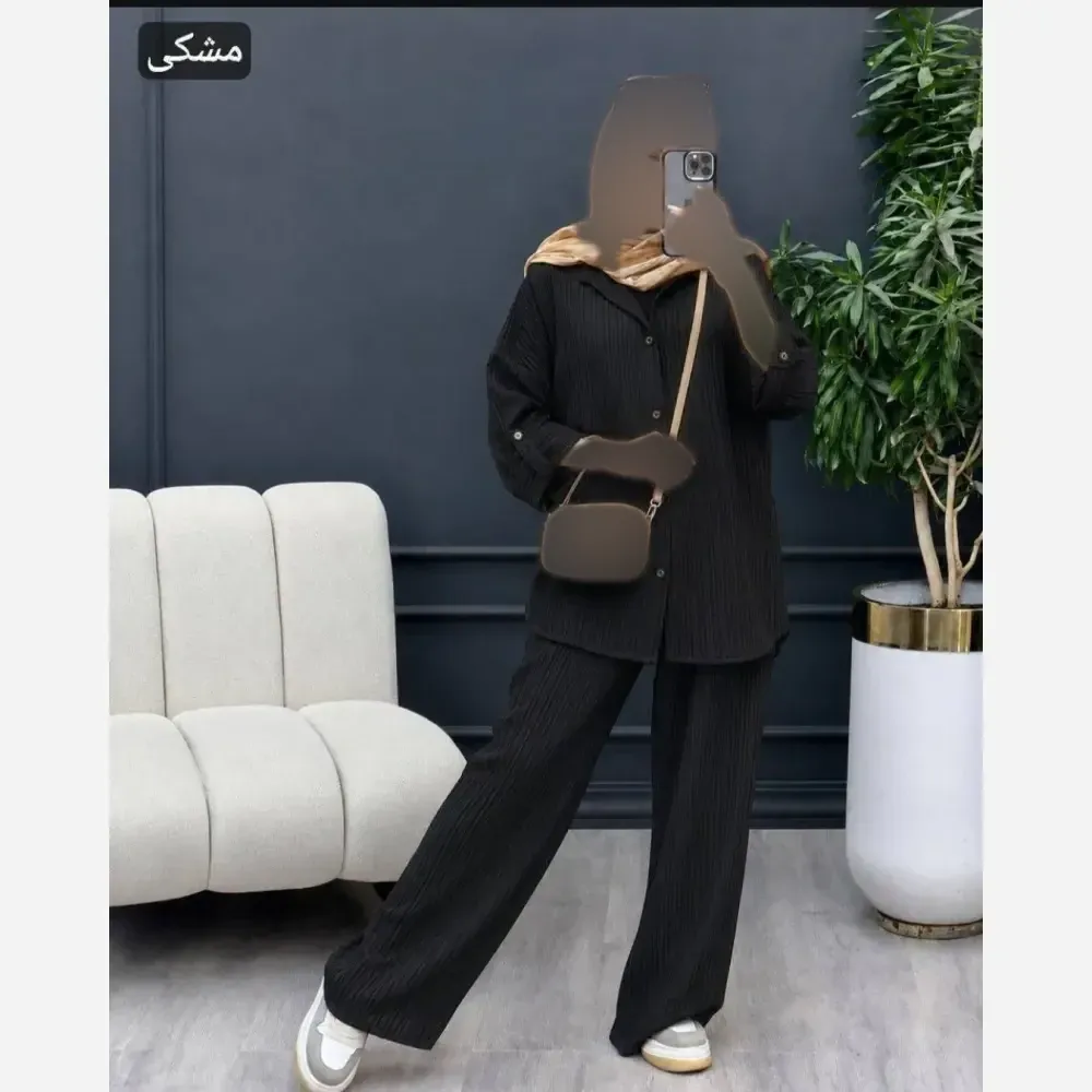 ست شومیز و شلوار زنانه مدل ایوا جنس سوپر ایوا بارونی درجه یک فری سایز