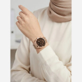 ساعت مچی زنانه سیکو طرح سه موتور صفحه مشکی رزگلد با تقویم و موتور ژاپن