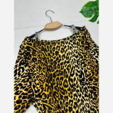 ست بلوز و شورتک زنانه مدل رومینا طرح پلنگی جنس فلامنت کشی سایز فری 38 تا 48