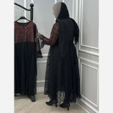 پیراهن زنانه مجلسی مدل فاخر جنس بالاتنه تافته و دامن دانتل فری سایز 38 تا 46