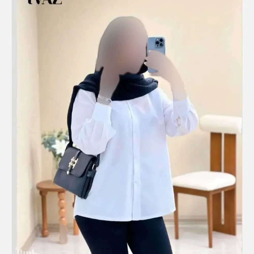 شومیز مانتویی زنانه جنس تترون درجه یک رنگ سفید فری سایز